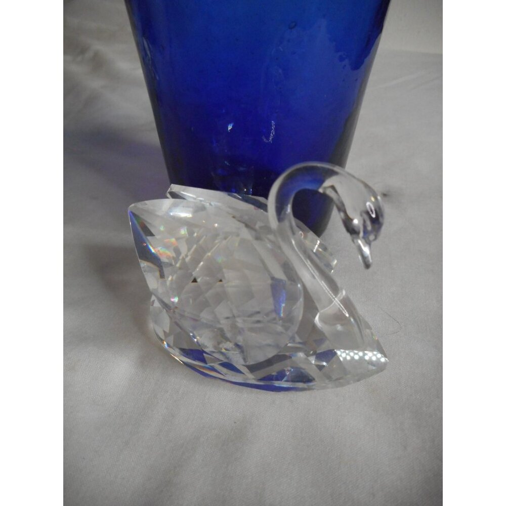 Vintage Miniature Swarovski Crystal Swan Figurine Paperweight Signed Estate Find